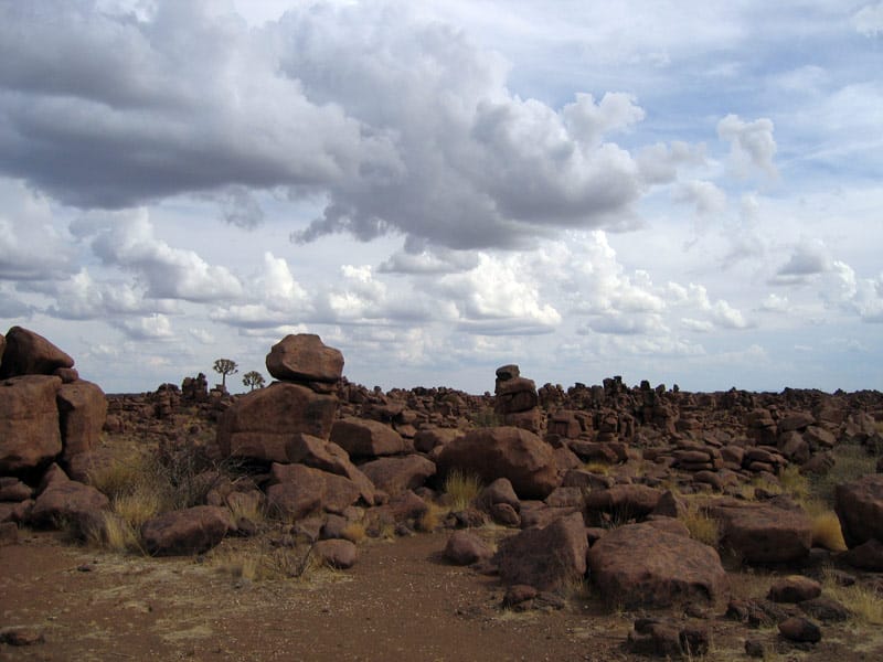Stacked dark boulders at Giant's Playground